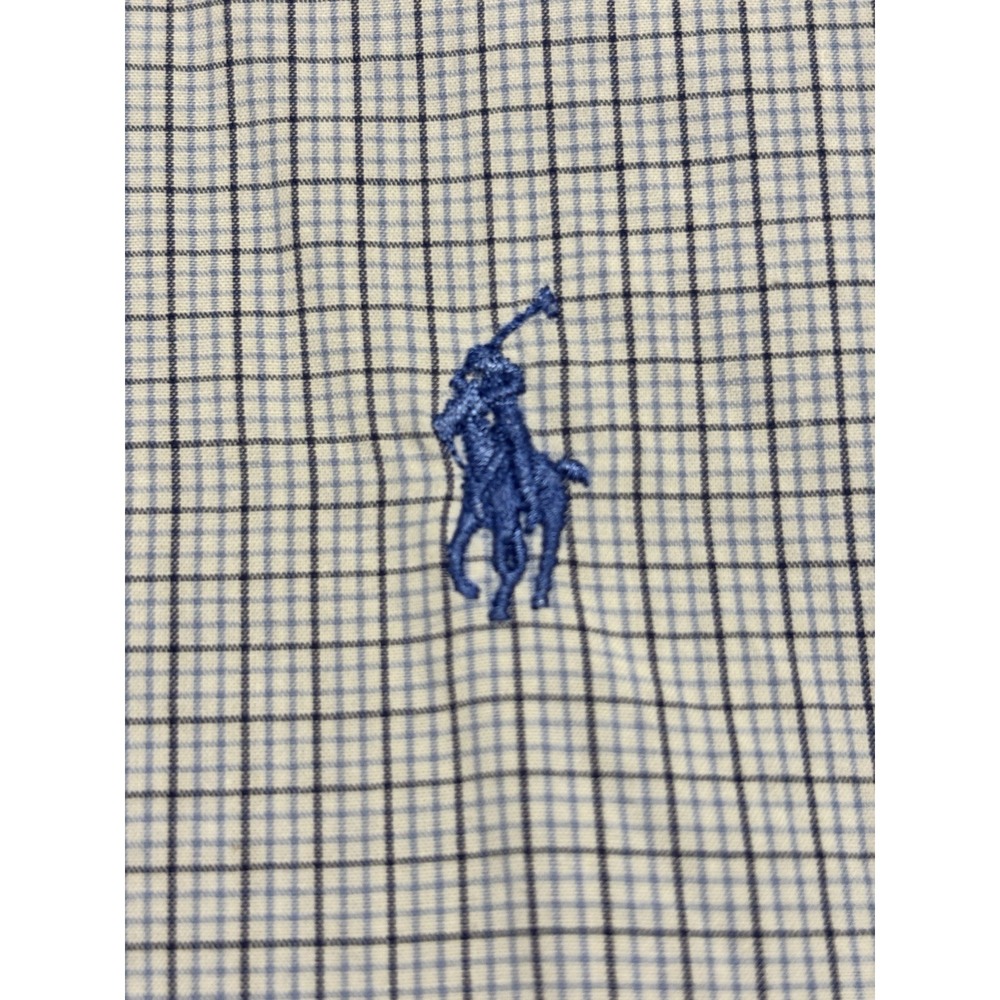 Ralph Lauren Blake Men's Blue White Check Plaid Button Up Shirt XXL Long Sleeve